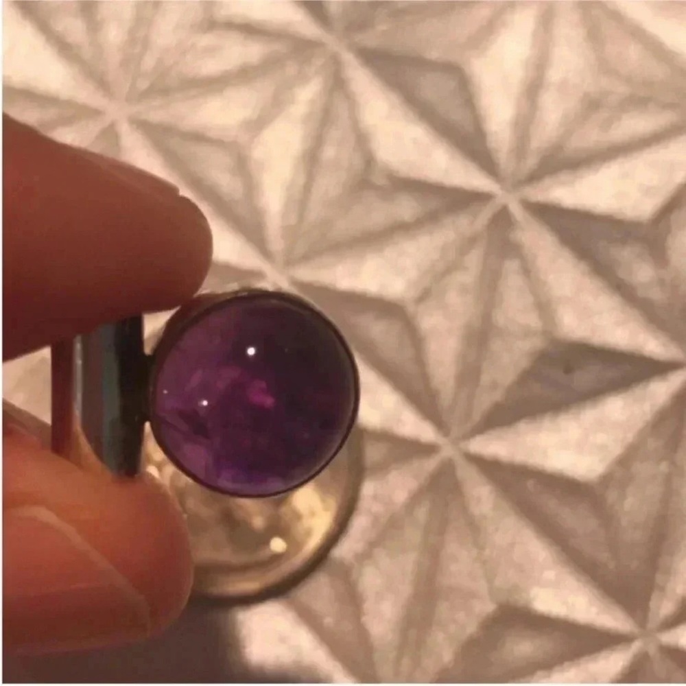 Vintage Amethyst Cabochon Pendant in 925 Sterling Silver - February Birthstone - Picture 13 of 16